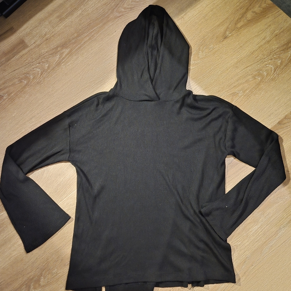 Rag & Bone Dark Gray Knit Ribbed Hoodie Medium